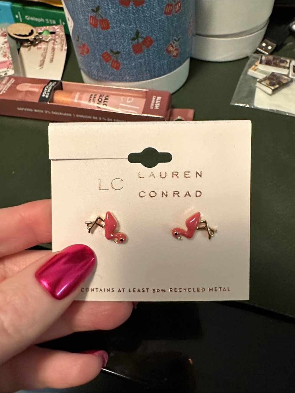 Earrings - flamingo studs